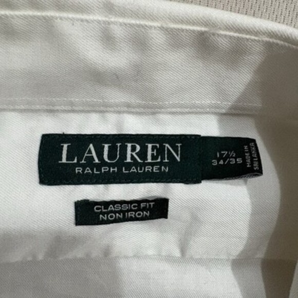 Lauren Ralph Lauren Classic Fit White Dress Shirt – Non-Iron, 17.5 / 34–35 - Picture 2 of 8